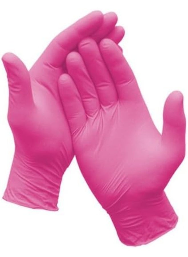 قفازات نيتريل وردية-متعدد الاستخدامات – خالية من البودرة واللاتكس – عبوة 100 قطعة - Image 1